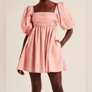 Abercrombie & Fitch Pink Mini Dress with Puff Sleeves